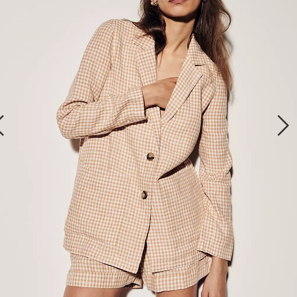 Madewell Linen Dorset Blazer in Gingham Check size XS
